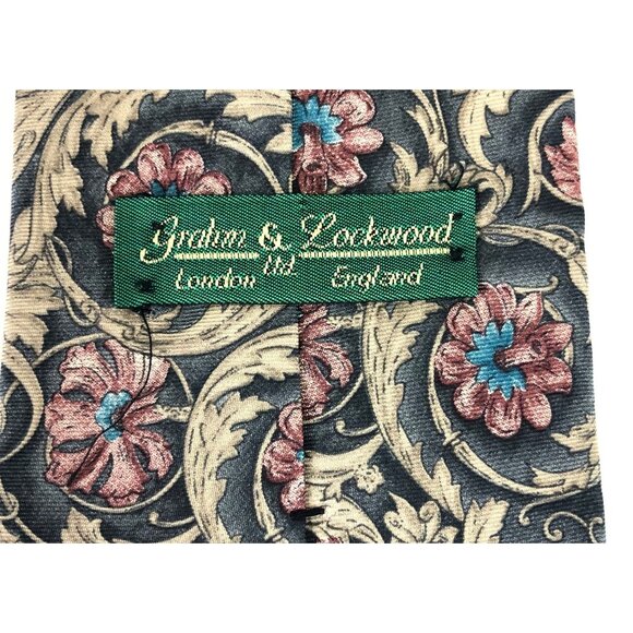 Graham & Lockwood 100% Silk Mens Multicolor Tie Necktie - Picture 3 of 6